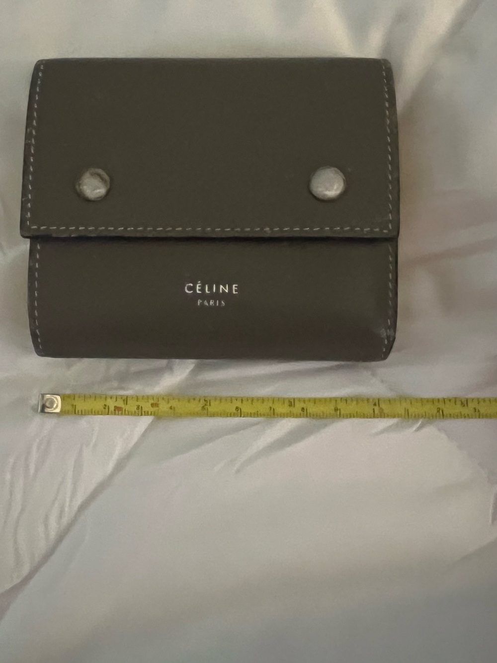 Celine grey/yellow Leather Compact Wallet
